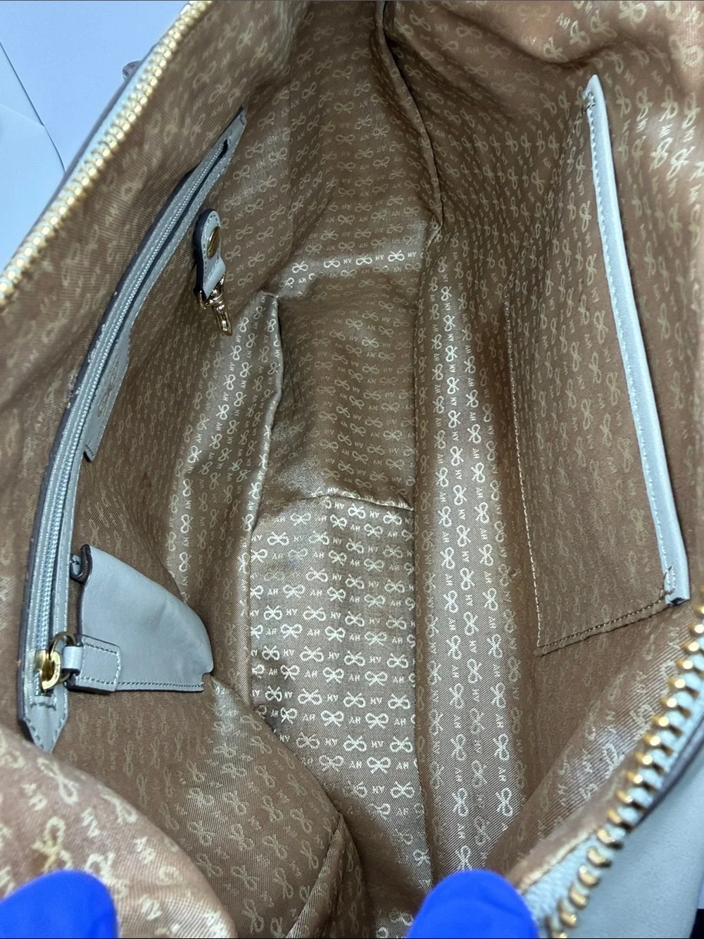 Anya Hindmarch Cream Leather Satchel with Gold Hardware